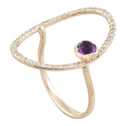 0.60 Carat Amethyst 14K Rose Gold Diamond Ring - Fashion Strada