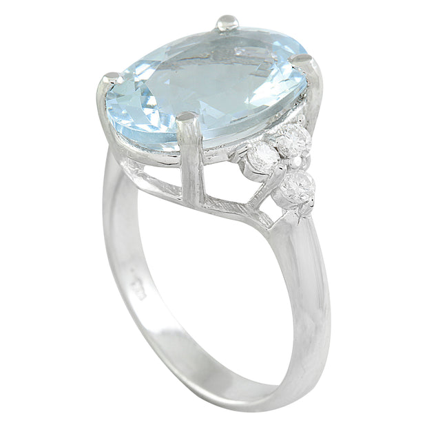 5.32 Carat Aquamarine 14K White Gold Diamond Ring - Fashion Strada