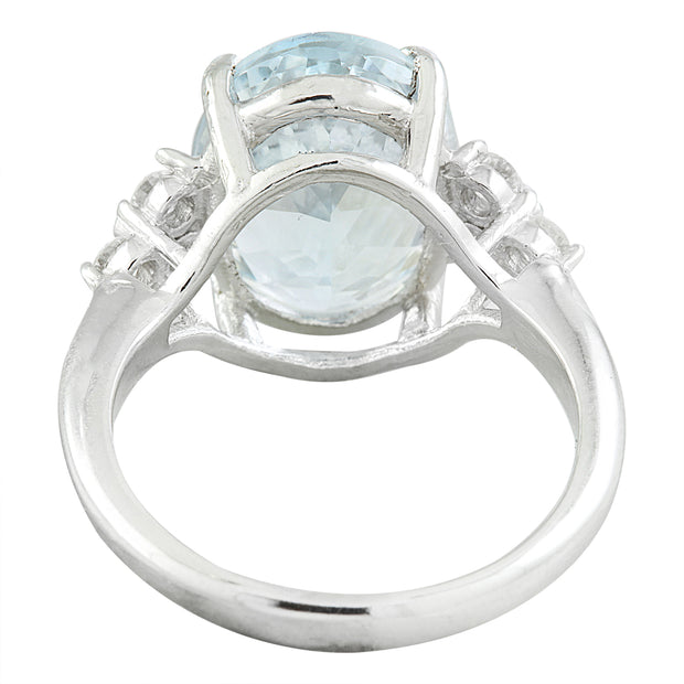5.32 Carat Aquamarine 14K White Gold Diamond Ring - Fashion Strada