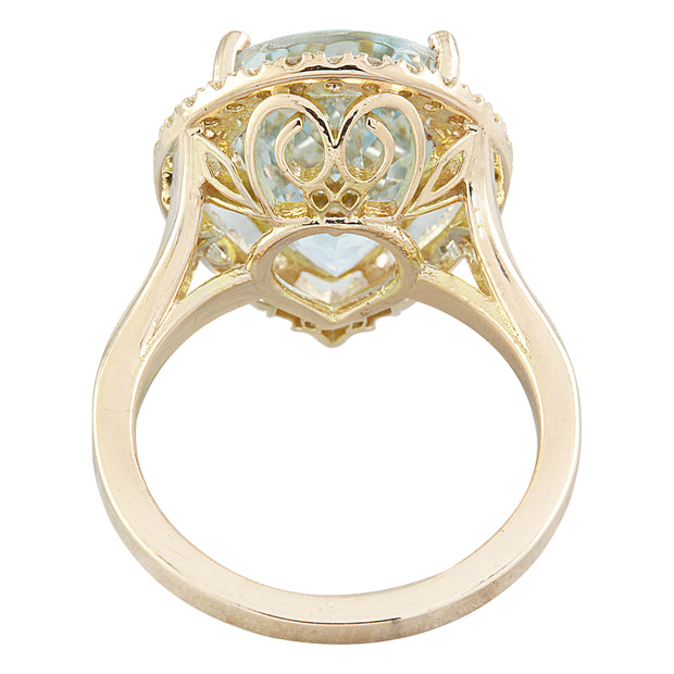 9.23 Carat Aquamarine 14K Rose Gold Diamond Ring - Fashion Strada