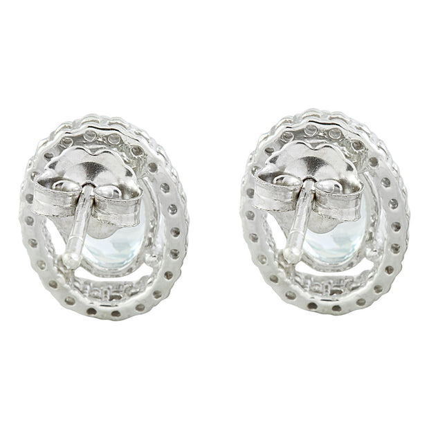 2.35 Carat Aquamarine 14K White Gold Diamond Earrings - Fashion Strada