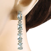 3.73 Carat Aquamarine 14K White Gold Diamond Earrings - Fashion Strada