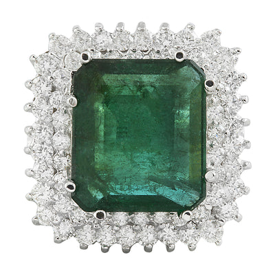 9.05 Carat Emerald 14K White Gold Diamond Ring - Fashion Strada