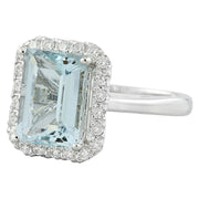 3.30 Carat Aquamarine 14K White Gold Diamond Ring - Fashion Strada