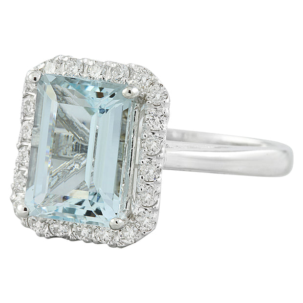 3.30 Carat Aquamarine 14K White Gold Diamond Ring - Fashion Strada