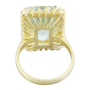 9.35 Carat Aquamarine 14K Yellow Gold Diamond Ring - Fashion Strada