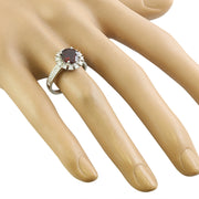 2.65 Carat Garnet 14K White Diamond Ring - Fashion Strada