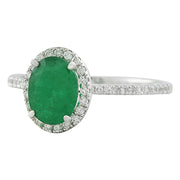 1.34 Carat Emerald 14K White Gold Diamond Ring - Fashion Strada
