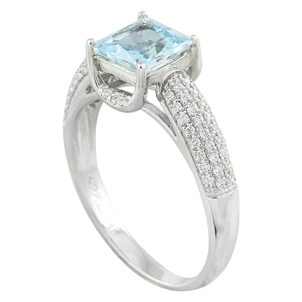 1.65 Carat Aquamarine 14K White Gold Diamond Ring - Fashion Strada