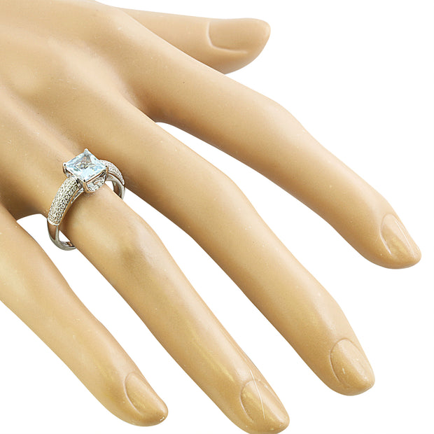 1.65 Carat Aquamarine 14K White Gold Diamond Ring - Fashion Strada