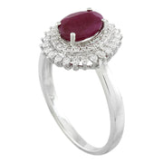 1.93 Carat Ruby 14K White Gold Diamond Ring - Fashion Strada