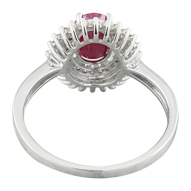 1.93 Carat Ruby 14K White Gold Diamond Ring - Fashion Strada