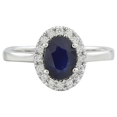 1.48 Carat Sapphire 14K White Gold Diamond Ring - Fashion Strada