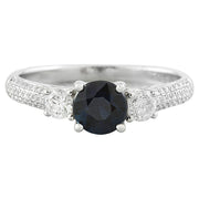 1.56 Carat Sapphire 14K White Gold Diamond Ring - Fashion Strada