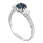 1.56 Carat Sapphire 14K White Gold Diamond Ring - Fashion Strada