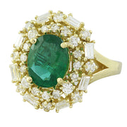 3.73 Carat Emerald 14K Yellow Gold Diamond Ring - Fashion Strada
