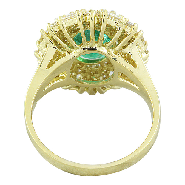 3.73 Carat Emerald 14K Yellow Gold Diamond Ring - Fashion Strada