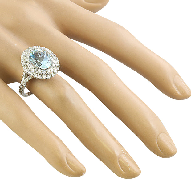 5.35 Carat Aquamarine 14K White Gold Diamond Ring - Fashion Strada