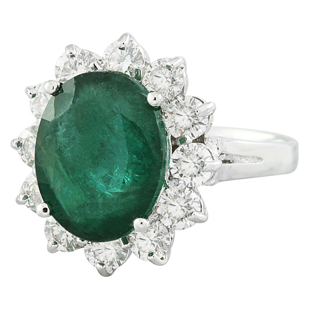 7.20 Carat Emerald 14K White Gold Diamond Ring - Fashion Strada