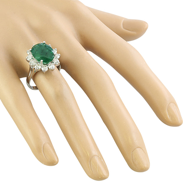 7.20 Carat Emerald 14K White Gold Diamond Ring - Fashion Strada