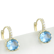 4.40 Carat Topaz 14K Yellow Gold Diamond Earrings - Fashion Strada