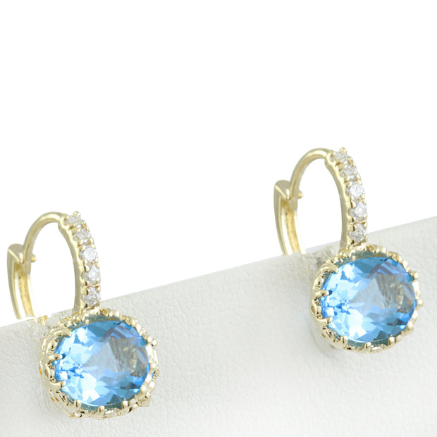 4.40 Carat Topaz 14K Yellow Gold Diamond Earrings - Fashion Strada