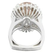 14.20 Carat Morganite 14K White Gold Diamond Ring - Fashion Strada