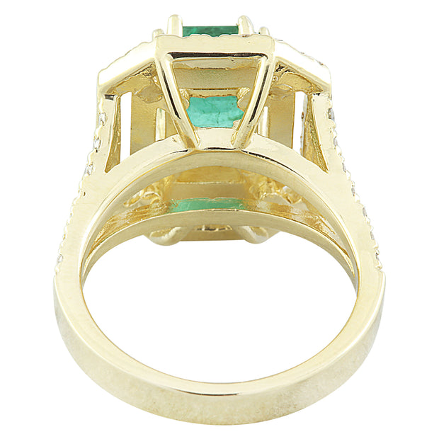 3.25 Carat Emerald 14K Yellow Gold Diamond Ring - Fashion Strada