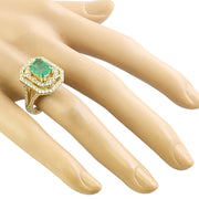 3.25 Carat Emerald 14K Yellow Gold Diamond Ring - Fashion Strada