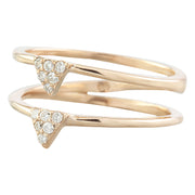 0.12 Carat Diamond 14K Dual Triangle Rose Gold Ring - Fashion Strada