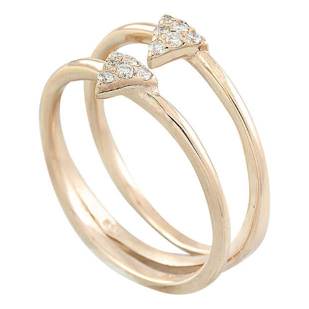 0.12 Carat Diamond 14K Dual Triangle Rose Gold Ring - Fashion Strada