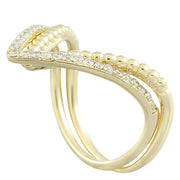 0.28 Carat Diamond 14K Yellow Gold Double V Ring - Fashion Strada