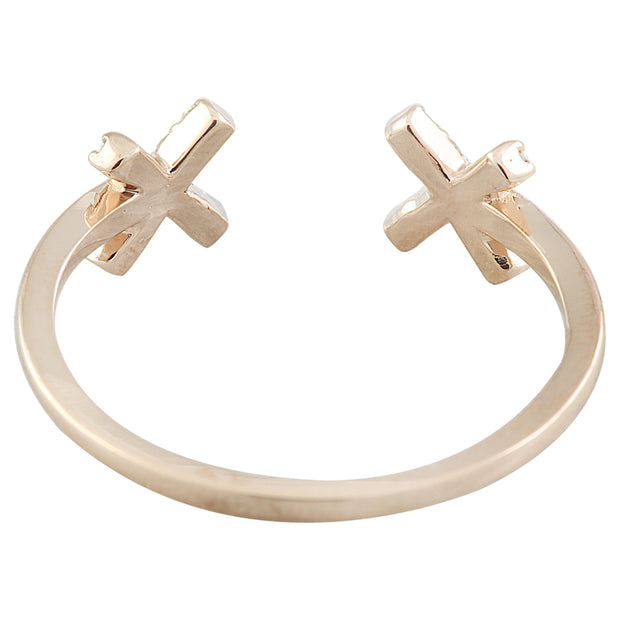 0.10 Carat Diamond 14K Rose Gold Double X Open Front Ring - Fashion Strada