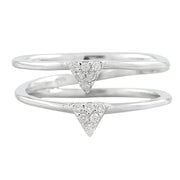 0.12 Carat Diamond 14K Dual Triangle White Gold Ring - Fashion Strada