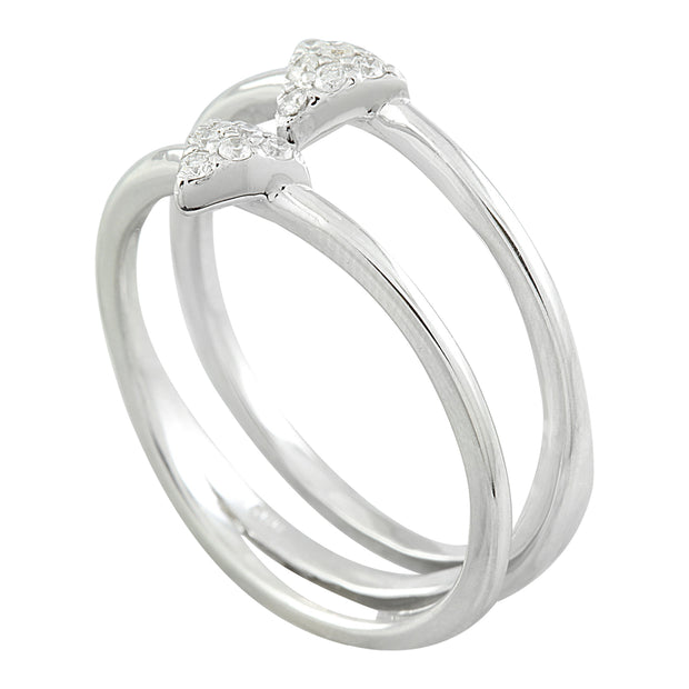 0.12 Carat Diamond 14K Dual Triangle White Gold Ring - Fashion Strada