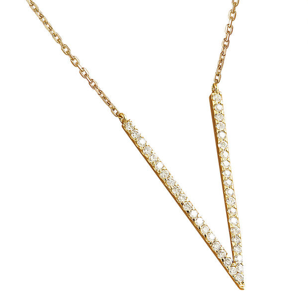 0.40 Carat Diamond 14K Yellow Gold "V" Necklace - Fashion Strada