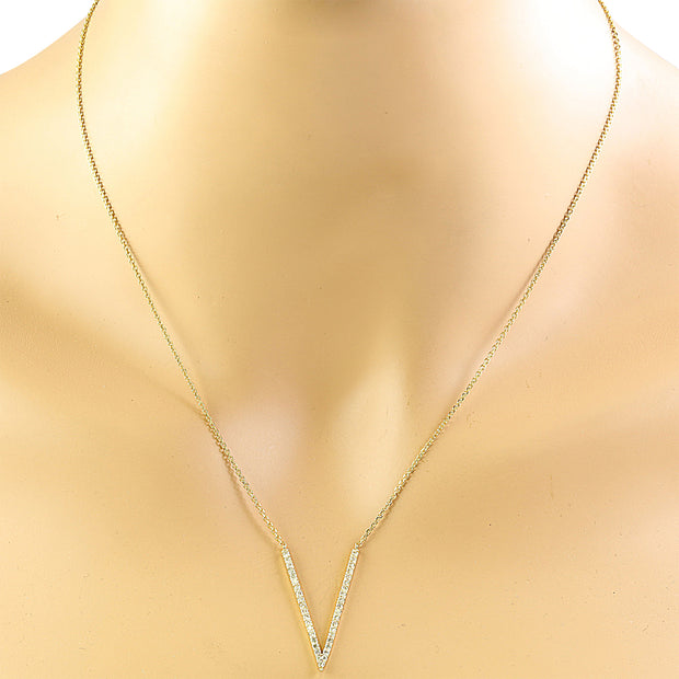0.40 Carat Diamond 14K Yellow Gold "V" Necklace - Fashion Strada