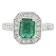 2.00 Carat Emerald 14K White Gold Diamond Ring - Fashion Strada