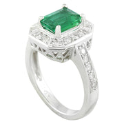 2.00 Carat Emerald 14K White Gold Diamond Ring - Fashion Strada