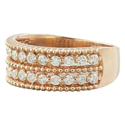 0.66 Carat Two Row Diamond 14K Rose Gold Ring - Fashion Strada