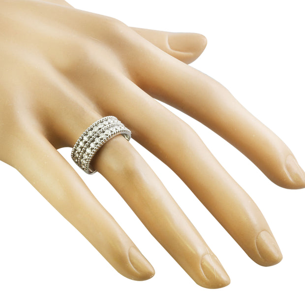 0.66 Carat Two Row Diamond 14K White Gold Ring - Fashion Strada