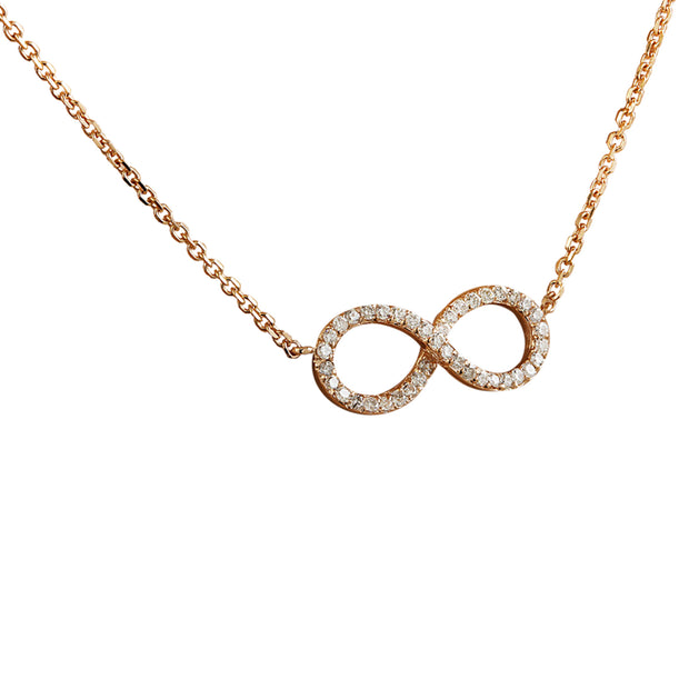 0.30 Carat Diamond 14K Rose Gold Eternity Pendant Necklace - Fashion Strada