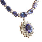 48.77 Carat Tanzanite 14K White Gold Diamond Pendant Necklace - Fashion Strada