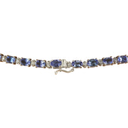 48.77 Carat Tanzanite 14K White Gold Diamond Pendant Necklace - Fashion Strada