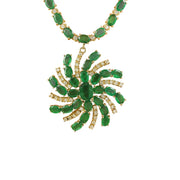 38.50 Carat Emerald 14K Yellow Gold Diamond Necklace - Fashion Strada