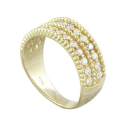 0.66 Carat Two Row Diamond 14K Yellow Gold Ring - Fashion Strada
