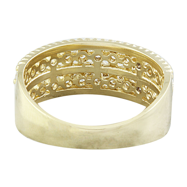 0.66 Carat Two Row Diamond 14K Yellow Gold Ring - Fashion Strada