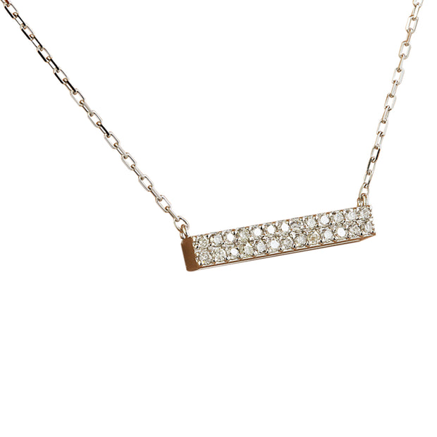 0.40 Carat Diamond 14K White Gold Double Bar Necklace - Fashion Strada