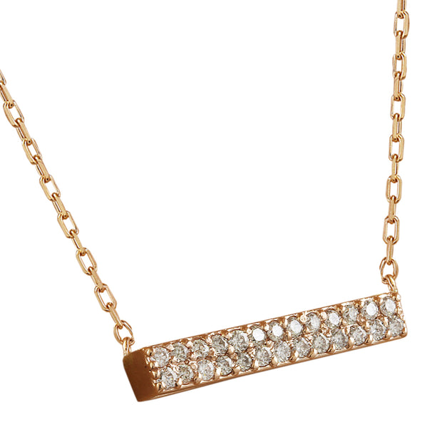 0.40 Carat Diamond 14K Rose Gold Double Bar Necklace - Fashion Strada