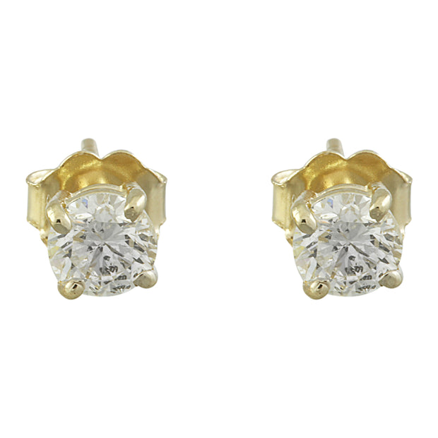 0.80 Carat Diamond 14K Yellow Gold Solitaire Stud Earrings - Fashion Strada